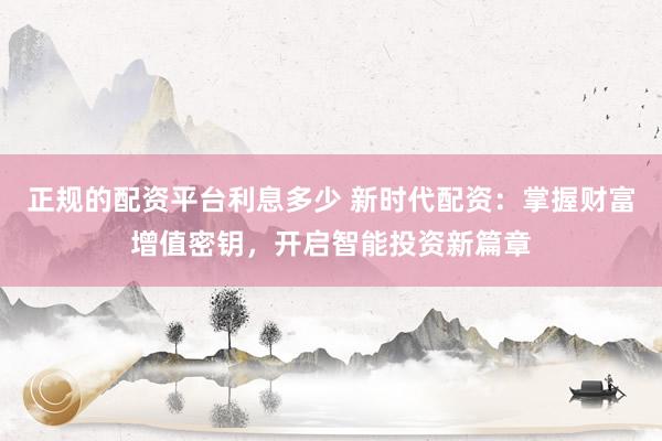 正规的配资平台利息多少 新时代配资：掌握财富增值密钥，开启智能投资新篇章